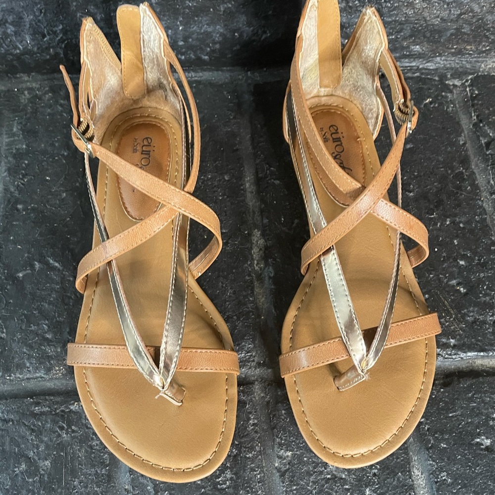 Euro Soft Melba Wedge Sandal Rose Gold, size 7